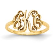Personalized Vine Script Cut Out Monogram Thin Band Signet Ring