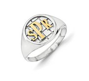 Personalized Two Tone Monogram Signet Ring