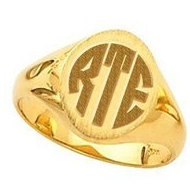 14K Gold Ladies Signet Monogrammed Ring
