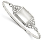 Sterling Silver Rectangle Polished Locket Bangle Bracelet