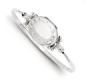 Sterling Silver Oval With Decorative Border Locket Bangle Bracelet