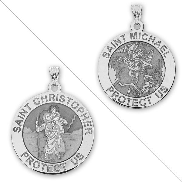 Sterling Silver Oval Double Sided St Christopher British Made