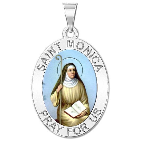 Saint Monica Oval Religious Color Medal Exclusive Pg86934 - St Monica Pendant Gold