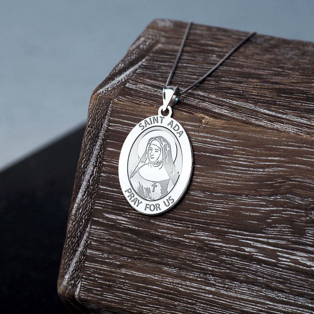 or Sterling Silver Available in Solid 10K And14K Yellow or White Gold Saint Ada Religious Medal