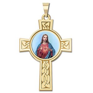 Sacred Heart of Jesus Cross Religious Medal  Color EXCLUSIVE 