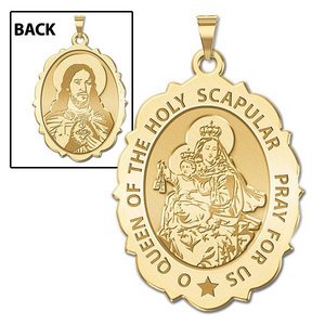 Scapular Religious Medal Scalloped OVAL  EXCLUSIVE 