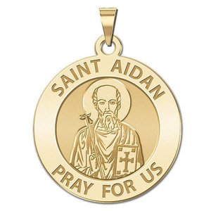 Saint Aidan Round Religious Medal  EXCLUSIVE 