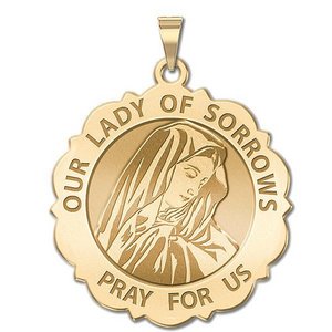 Our Lady of Sorrows Scalloped Round Religious Medal  EXCLUSIVE 