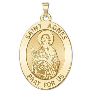 Saint Agnes of Rome Oval Religious Medal    EXCLUSIVE 