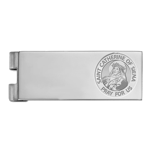 Stainless Steel Engravable Saint Catherine of Siena Money Clip
