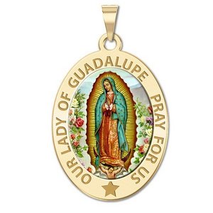 Our Lady of Guadalupe  Color Laser  Religious Medal  OVAL  EXCLUSIVE 