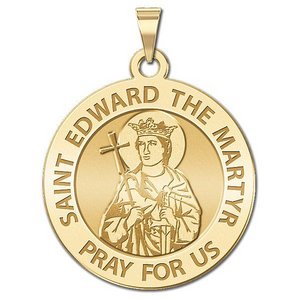 Saint Edward the Martyr Round Religious Medal  EXCLUSIVE 