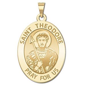 Saint Theodore   Oval Religious Medal  EXCLUSIVE 