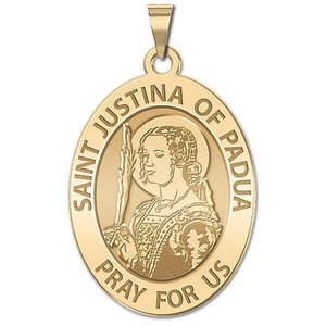 Saint Justina of Padua OVAL Religious Medal   EXCLUSIVE 