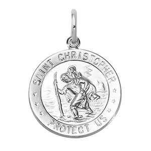 Sterling Silver Saint Christopher Round Medal