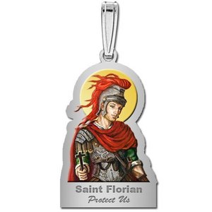 Saint Florian Outlined Religious Medal   Color EXCLUSIVE 