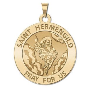 Saint Hermengild Round Religious Medal   EXCLUSIVE 