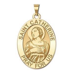 Saint Catherine of Alexandria OVAL Religious Medal   EXCLUSIVE 