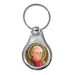 Stainless Steel Pope Saint John Paul II Color Keychain