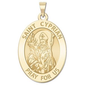 Saint Cyprian OVAL Religious Medal   EXCLUSIVE 
