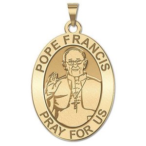 Pope Francis Religious Medal Oval Laser Engraved  EXCLUSIVE 
