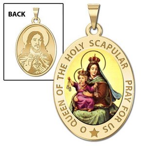 Scapular Religious Medal  OVAL  EXCLUSIVE Color 