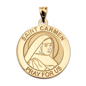 Saint Carmen Round Religious Medal  EXCLUSIVE 
