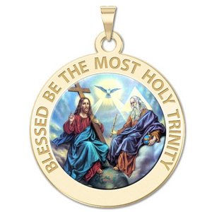 Holy Trinity Round Religious Medal   EXCLUSIVE Color 