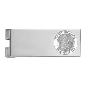 Stainless Steel Engravable Saint Michael Money Clip