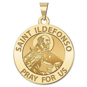 Saint Ildefonso Round Religious Medal   EXCLUSIVE 