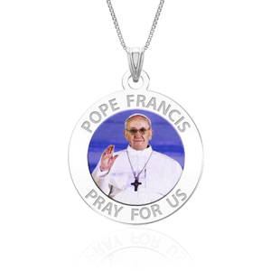 Pope Francis Religious Medal Round Color  EXCLUSIVE 