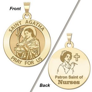 Saint Agatha  Nurse  Round Religious Medal   EXCLUSIVE 