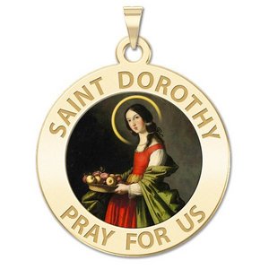 Saint Dorothy Round Religious Medal  Color EXCLUSIVE 
