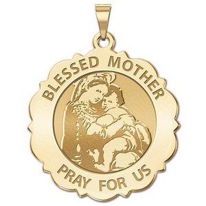  Blessed Mother  Virgin Mary Scalloped Round Religious Medal   EXCLUSIVE 