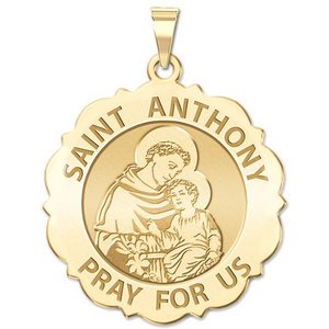 Saint Anthony Scalloped Round Religious Medal  EXCLUSIVE 