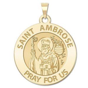 Saint Ambrose Round Religious Medal  EXCLUSIVE 