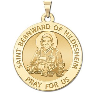 Saint Bernward of Hildesheim Round Religious Medal  EXCLUSIVE 