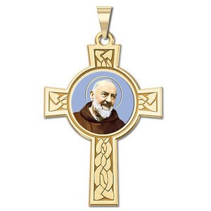 Saint Pio of Pietrelcina Cross Religious Medal   Color EXCLUSIVE 