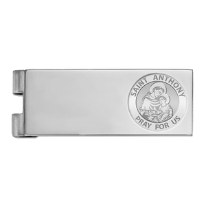 Stainless Steel Engravable Saint Anthony Money Clip