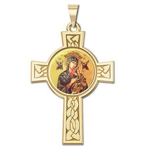 Our Lady of Perpetual Help Cross Religious Medal   Color EXCLUSIVE 