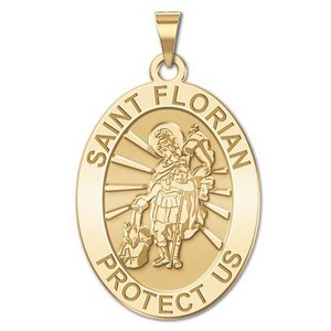 Saint Florian Oval Religious Medal   EXCLUSIVE 