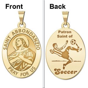 Saint Abbondanzio Oval Double Sided Soccer Religious Medal  EXCLUSIVE 