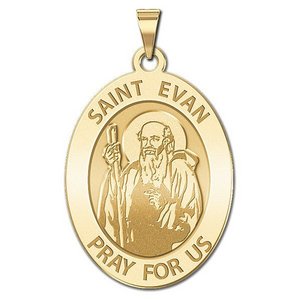 Saint Evan Oval Religious Medal   EXCLUSIVE 