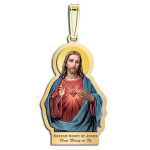 Sacred Heart of Jesus Outlined Religious Medal  Color EXCLUSIVE 