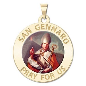 San Gennaro Round Religious Medal  Color EXCLUSIVE 