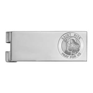 Stainless Steel Engravable Saint Rita Money Clip