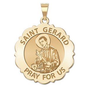 Saint Gerard Scalloped Round Religious Medal  EXCLUSIVE 