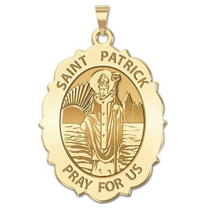 Saint Patrick Religious Medal Scalloped OVAL  EXCLUSIVE 