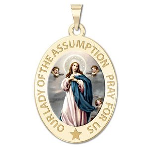 Our Lady of the Assumption Religious Medal  OVAL  Color EXCLUSIVE 