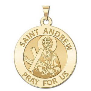 Saint Andrew Round Religious Medal  EXCLUSIVE 